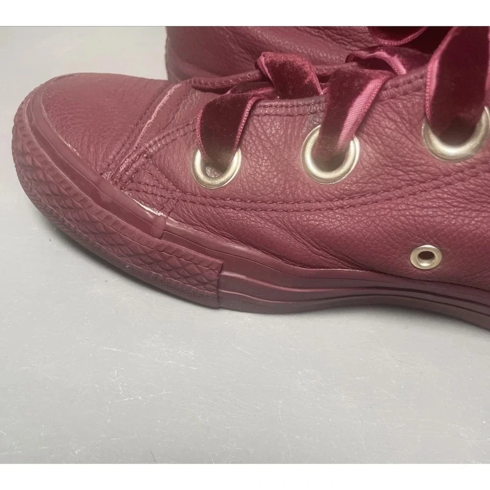 Converse Shoes Women's Chuck Taylor All Star Red Leather Sneakers Size 8 - Picture 10 of 11
